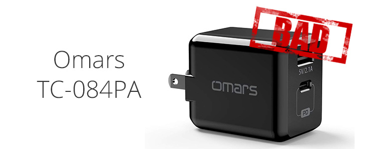 Omars USB Type-C 小型チャージャー TC-084PAレビュー。USB PD 18W + 5V/2.1Aを出せるが…