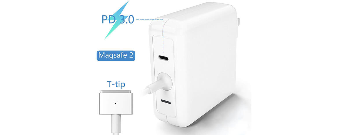 【規格違反】Anikks 60W MagSafe 2 + USB Type-C充電器レビュー